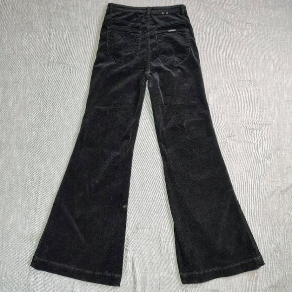 Rollas East Coast Flare Pants Womens Size 27x32 Black Corduroy High Bell Bottom - Picture 9 of 13